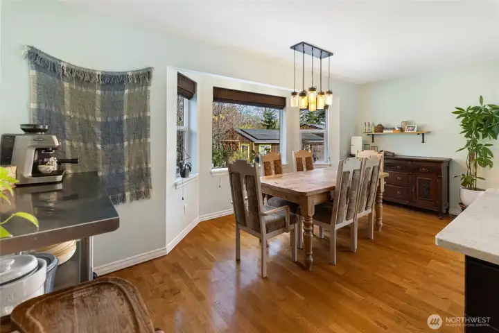 Dining in the kitchen area.