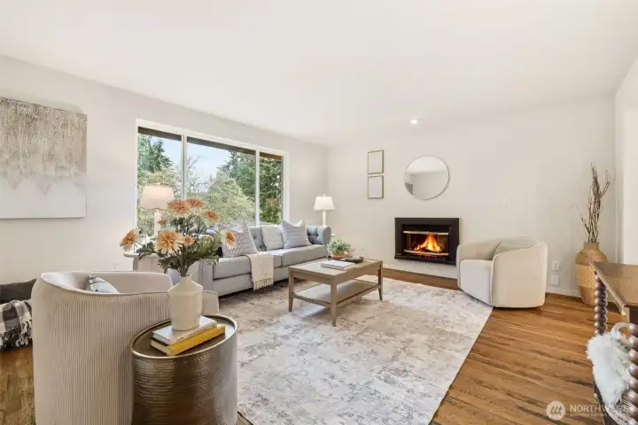 Sunlit living room with mid-century warmth