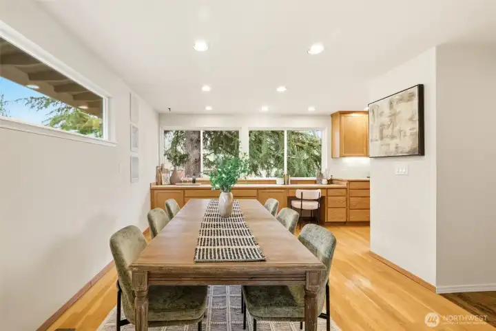 Open dining area with an easy mid-century flow