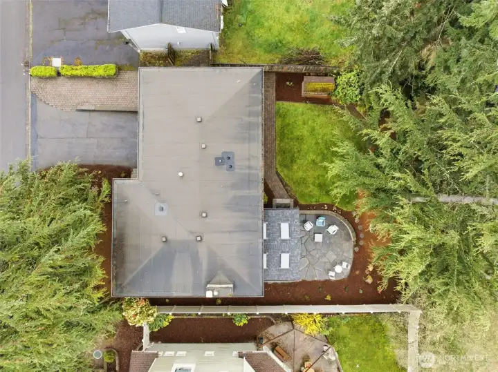 Bird’s-eye view of the backyard retreat