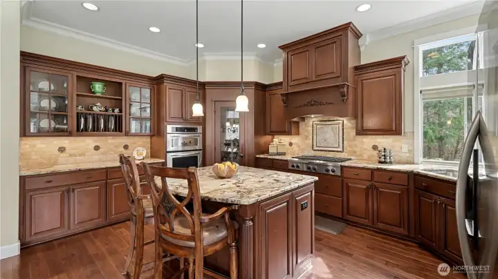 Granite countertops with walk-in pantry