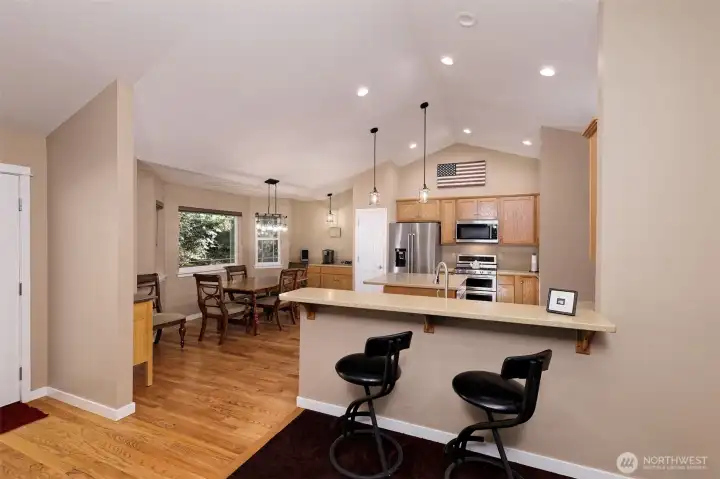 Open concept to kitchen.