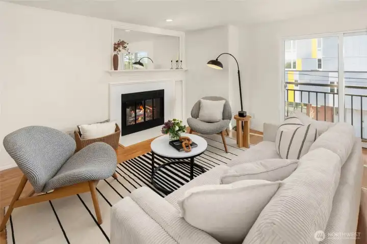 Large windows fill this darling condo with light.