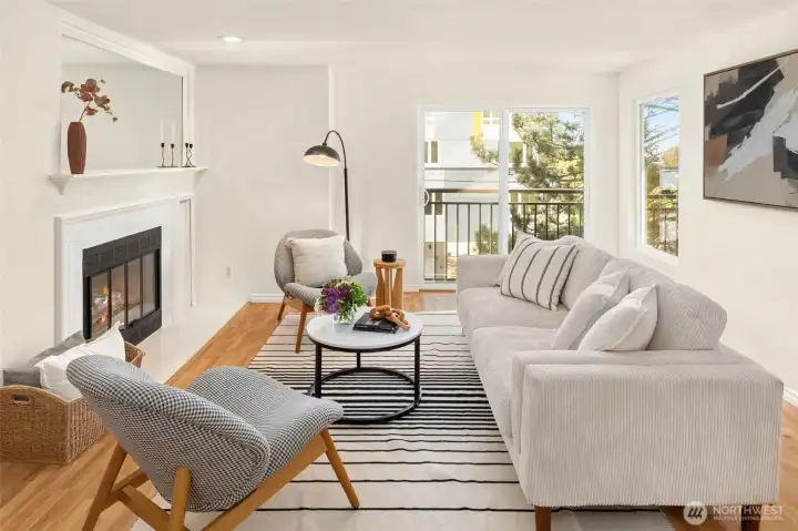 Large windows fill this darling condo with light.
