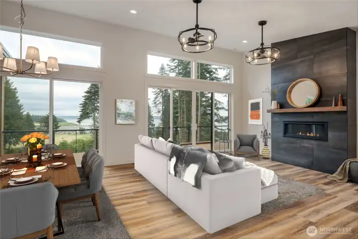 Propane slate look fireplace to enjoy with the views
