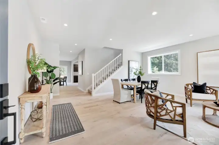 grand entry into the living room and eating area