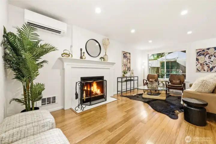 Wood burning fireplace in Living Room. Wood burning fireplace in Living Room.
