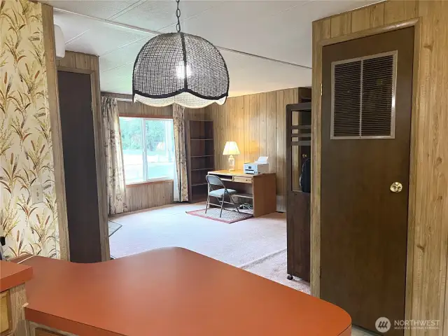 From the kitchen viewing into office/den.