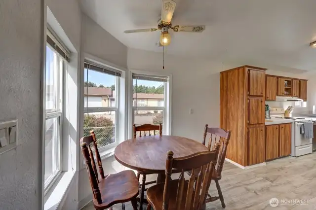 Dining room and kitchen