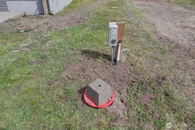 RV Hook up with power, water and sewer.