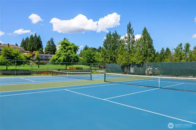 The recreational park includes two tennis courts and two mixed-use tennis/pickleball courts, as well as a picnic shelter, playground and courts for volleyball and basketball.