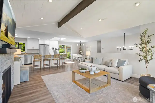 Enjoy open-concept living with a chef’s kitchen, dining, and living area that flow seamlessly together.