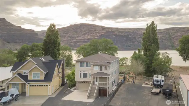 Airel view of the house and river.