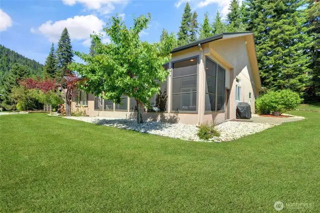 The back yard is plumbed and wired for a water feature should you want to add yet another focal point to this stunning setting.