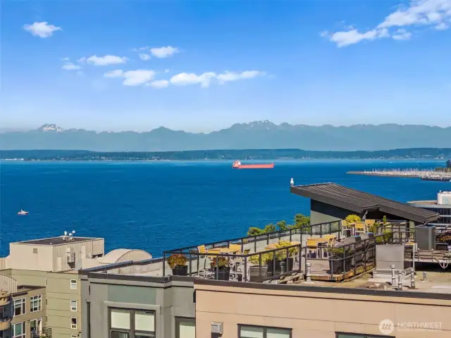 Awh!  Epic views of Elliott Bay and the Olympic mountains.