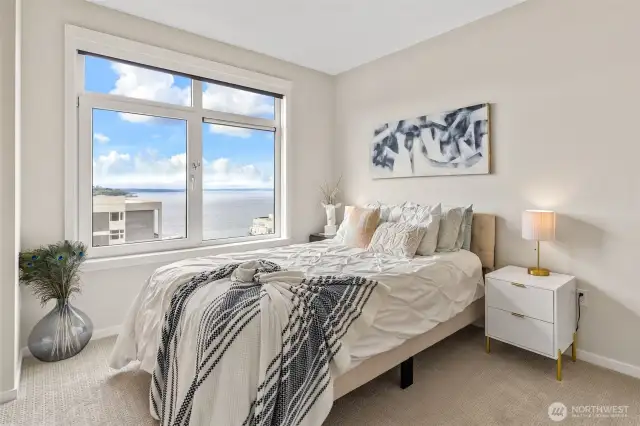 The Primary Suite has amazing Elliott Bay views with the Olympics