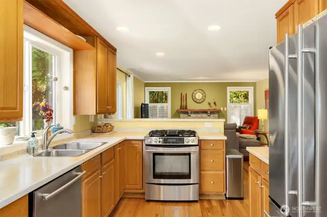Dining room flows to kitchen area