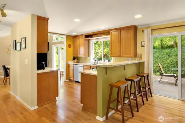 Kitchen includes seating area