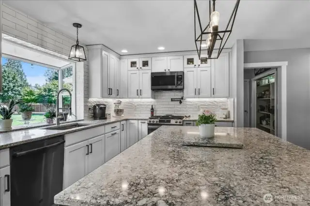 Newly Updated Kitchen with SS Appliances, Quartz Countertops, Gas stove with Pot Filler, Soft Close Cabinets and drawers