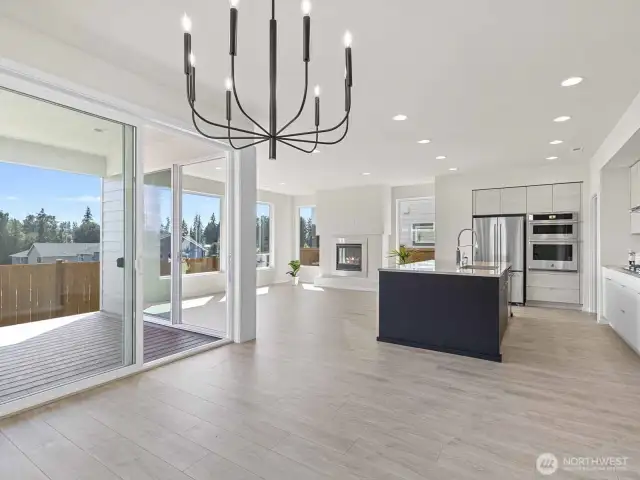 Dining and great rooms, kitchen