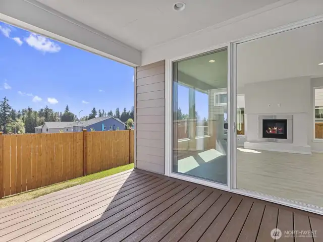 Covered deck with glass sliding door