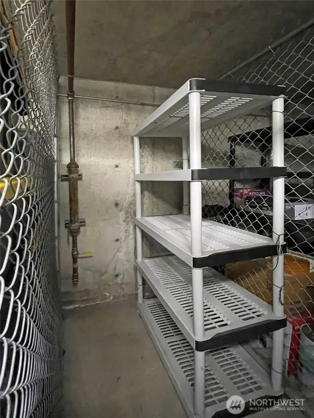 Storage unit has plenty of space; bike, holiday boxes, etc.