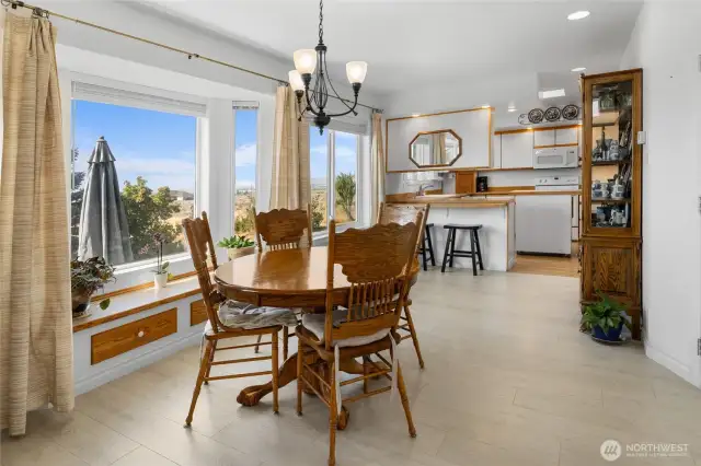 Dining Room with builtin window seat and storage, VIEWS!!!!