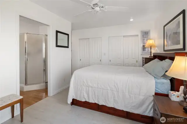 Two closets and your primary bathroom.