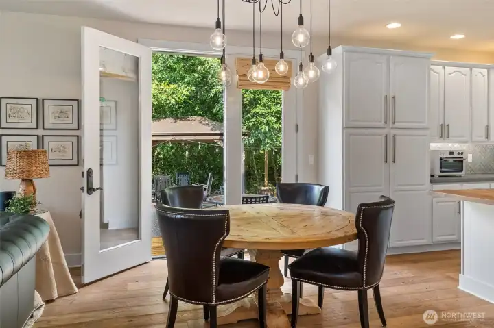 Breakfast room opens to the patio area via french doors