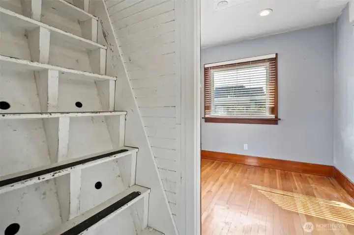 Stair ladder off the bedroom leads to the second floor
