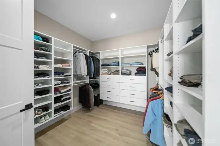 Custom designed walk-in closet.