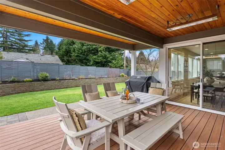 Large Outdoor deck with infra-red heating