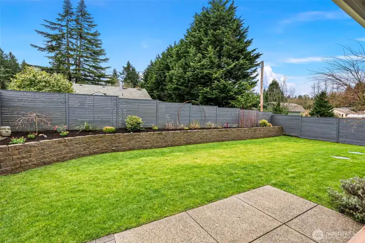 Back Yard with new retaining wall