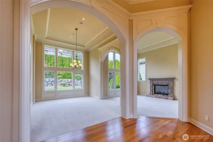 Soaring ceilings, millworks, light and airy throughout.