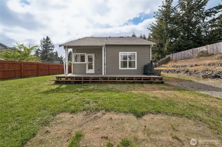 Backyard with room to entertain on the deck.