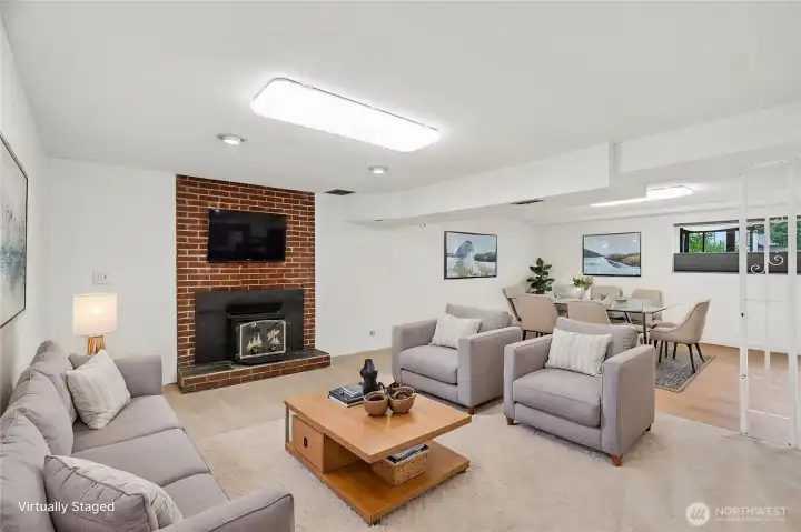 2nd open living space in basement virtually staged 2nd open living space in basement virtually staged