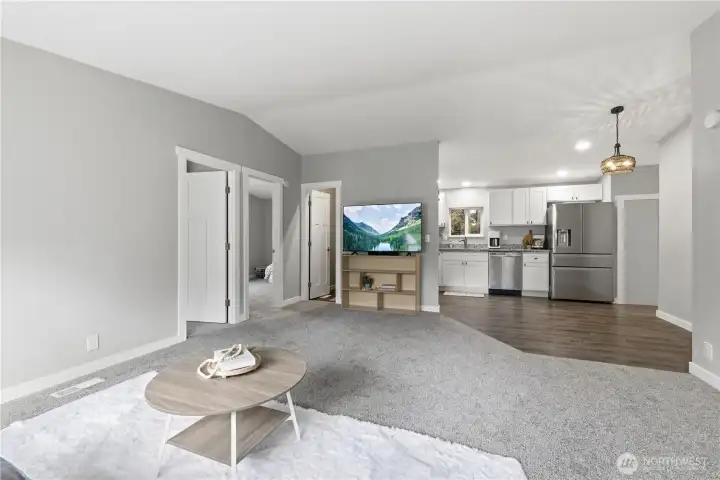 Open floor plan with vaulted ceilings Open floor plan with vaulted ceilings