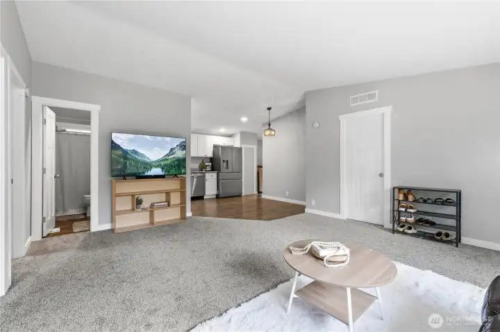 Open floor plan with vaulted ceilings Open floor plan with vaulted ceilings