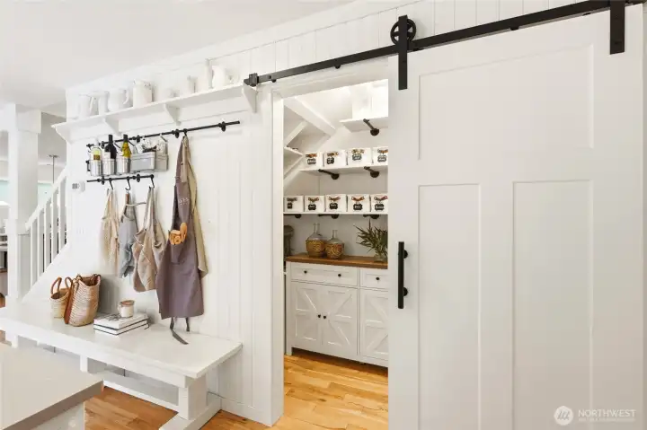 Barn door access to the pantry Barn door access to the pantry