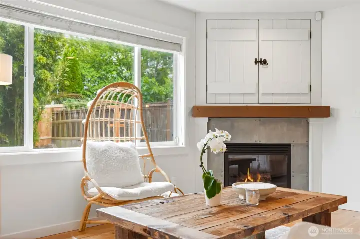 Custom fireplace and mantle with great storage for the TV Custom fireplace and mantle with great storage for the TV