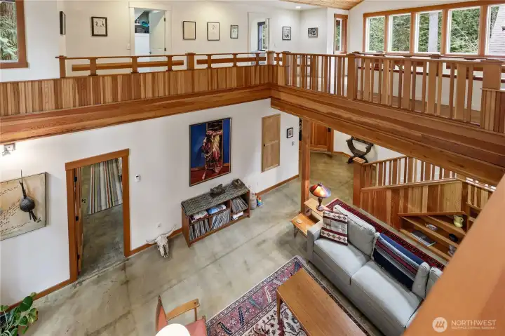 The drama of this open living room is stunning!