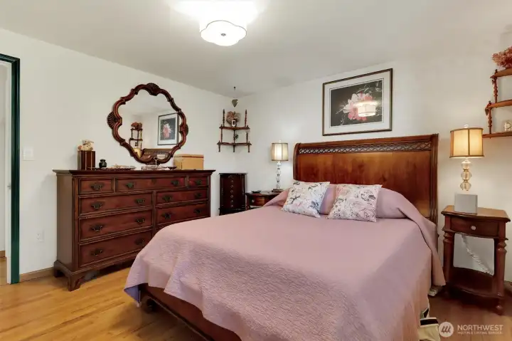 Primary bedroom is large enough for a king bed