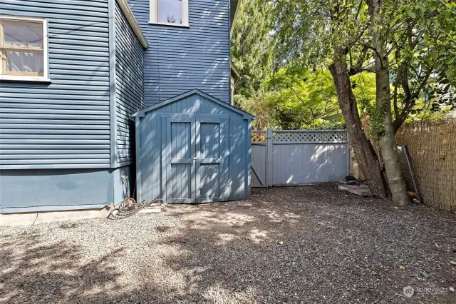 Bonus Storage shed at rear of home in parking area.  PARKING!!!  Double bonus!