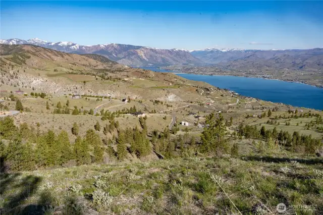 View from potential building site with a dedicated on-site water reserves for enhanced fire safety in the distance