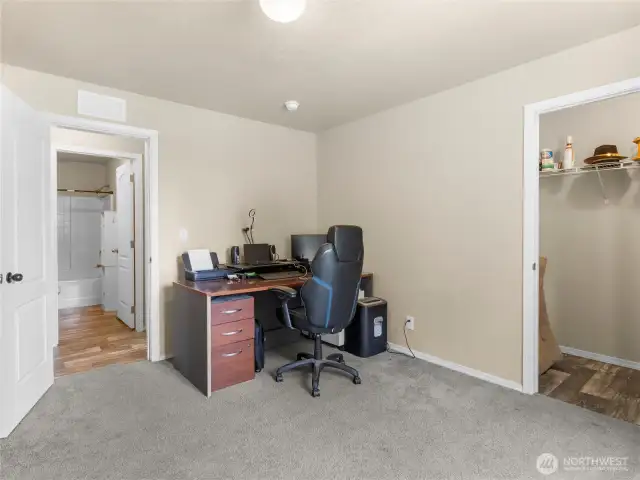 Den/office has great storage area