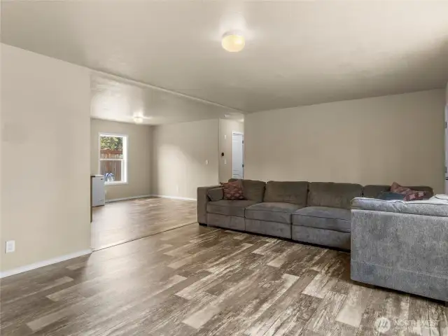 View from the living room toward the dining area