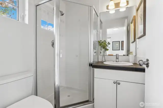 Three quarter bath on the lower floor.