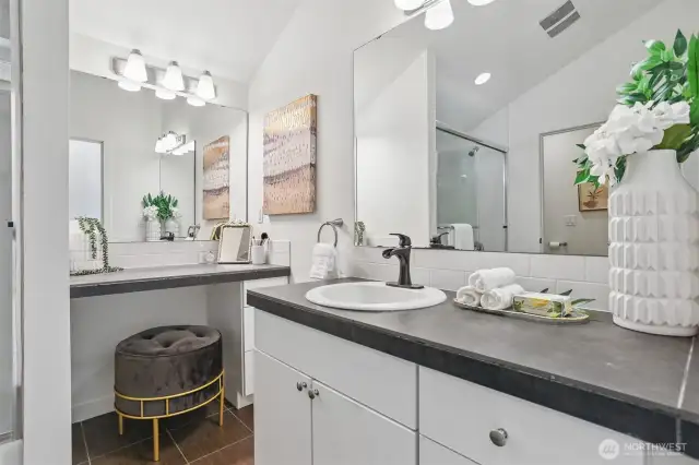 The primary bath is just the right size.