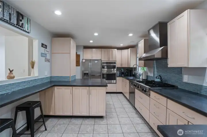 Kitchen long View Towards Fridge