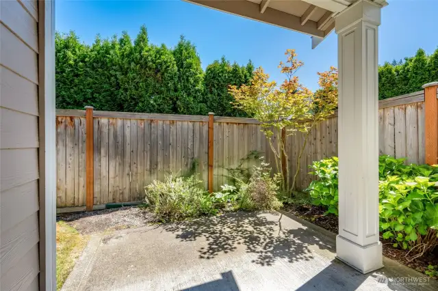 Private patio area with arbor—enjoy summer barbecues or peaceful outdoor lounging in this Kent ground-floor unit.